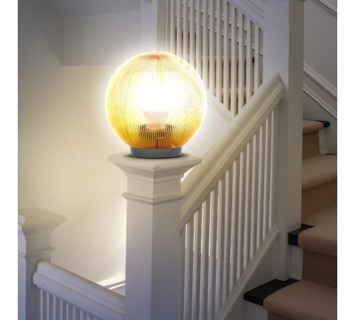 Светильник садово-парковый НТУ 02-100-303 без опоры, шар золотистый призма D=300 mm  Б0048063  ЭРА