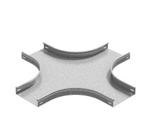 Разветвитель крестообразный плавный универсальный к лотку 600х80, толщ. 1,5 мм, гор. цинк, 371268  ХТРП-600х80-1,5-R100-ГЦ   Ostec