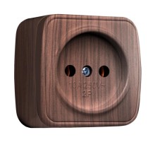 Розетка 1-местная ОП Минск 10А без заземления тёмное дерево EKF  EGR10-022-40  EKF