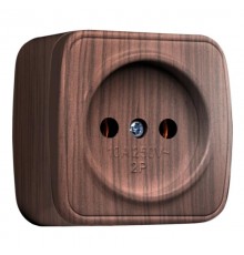 Розетка 1-местная ОП Минск 10А без заземления тёмное дерево EKF  EGR10-022-40  EKF