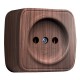 Розетка 1-местная ОП Минск 10А без заземления тёмное дерево EKF  EGR10-022-40  EKF