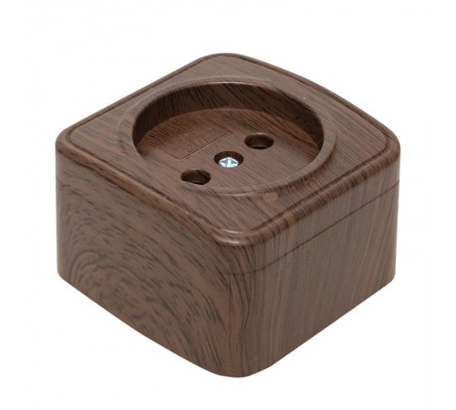 Розетка 1-местная ОП Минск 10А без заземления тёмное дерево EKF  EGR10-022-40  EKF