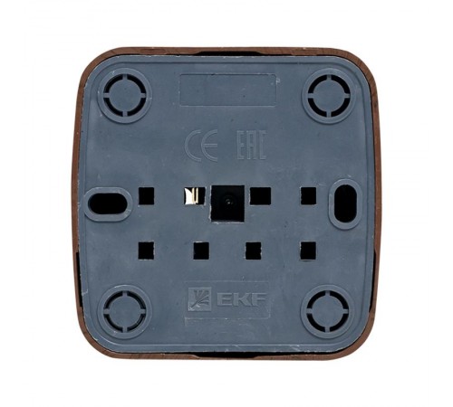 Розетка 1-местная ОП Минск 10А без заземления тёмное дерево EKF  EGR10-022-40  EKF