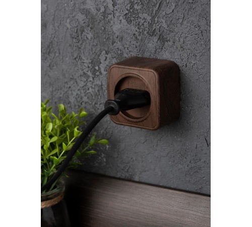 Розетка 1-местная ОП Минск 10А без заземления тёмное дерево EKF  EGR10-022-40  EKF