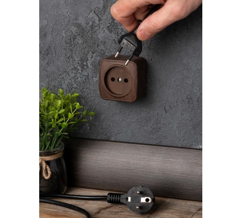 Розетка 1-местная ОП Минск 10А без заземления тёмное дерево EKF  EGR10-022-40  EKF