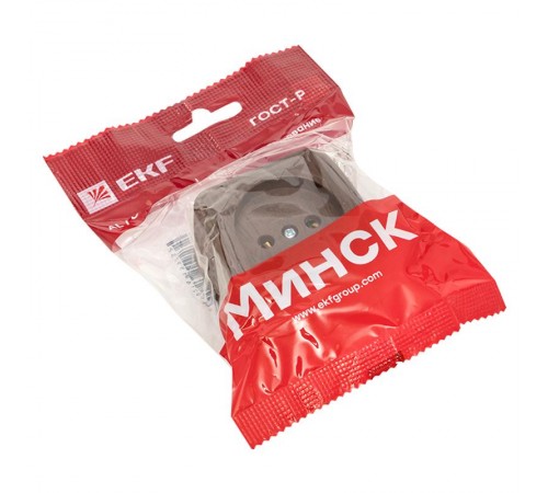 Розетка 1-местная ОП Минск 10А без заземления тёмное дерево EKF  EGR10-022-40  EKF