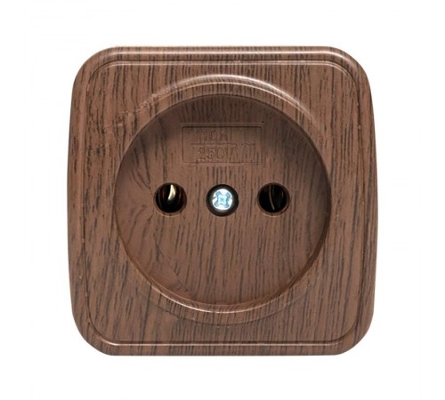 Розетка 1-местная ОП Минск 10А без заземления тёмное дерево EKF  EGR10-022-40  EKF