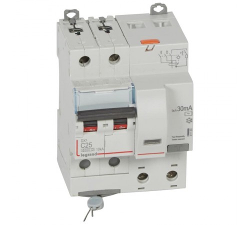 Выключатель автоматический дифференциального тока DX3 6000 2п 25А С 30мА тип AС (4 мод)  411160  Legrand