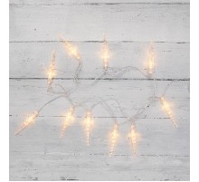 Гирлянда светодиодная Сосульки 1,5 м, 10 LED, прозрачный ПВХ, цвет свечения теплый белый, 2 х АА (батарейки не в комплекте)  303-093  NEON-NIGHT