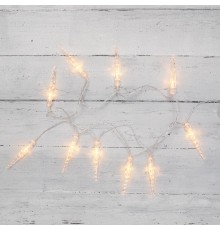 Гирлянда светодиодная Сосульки 1,5 м, 10 LED, прозрачный ПВХ, цвет свечения теплый белый, 2 х АА (батарейки не в комплекте)  303-093  NEON-NIGHT