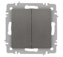 Выключатель Intro Accent 6-104-09 двойной, 10А-250В, IP20, СУ, AL/CU, титан  Б0063499  Intro