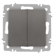 Выключатель Intro Accent 6-104-09 двойной, 10А-250В, IP20, СУ, AL/CU, титан  Б0063499  Intro