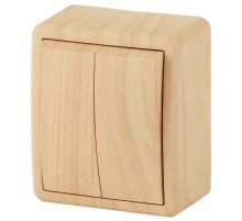 Выключатель 2-клавишный 11-1204-11 , 10АХ-250В, ОУ, Эксперт, Сосна Б0020665  ЭРА