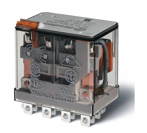 Миниатюрное силовое электромеханическое реле; монтаж в розетку или наконечники Faston (4.8х0.5мм); 4CO 12A  563491250010PAS  Finder