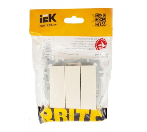 BRITE Выключатель 3-клавишный 10А ВС10-3-0-БрКр бежевый  BR-V30-0-10-K10  IEK