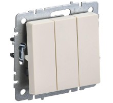 BRITE Выключатель 3-клавишный 10А ВС10-3-0-БрКр бежевый  BR-V30-0-10-K10  IEK