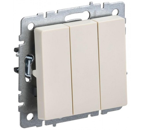 BRITE Выключатель 3-клавишный 10А ВС10-3-0-БрКр бежевый  BR-V30-0-10-K10  IEK