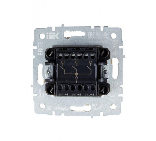 BRITE Выключатель 3-клавишный 10А ВС10-3-0-БрКр бежевый  BR-V30-0-10-K10  IEK