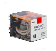 Реле миниатюрное силовое, 3CO, ком. ток 16А, AgSnO2, напряжение 115V AC, опция: тест-кнопка+светодиод  IR-115AC-3CO-D  DKC