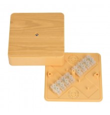 Коробка распределительная КМР-030-032кг (100х100х25) с клеммником светлое дерево EKF PROxima  plc-kmr-030-032kg-s  EKF