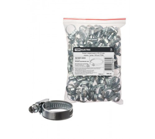 Хомут червячный, d 20-32 мм, оцинк (упак. 100 шт)  SQ1807-0353  TDM