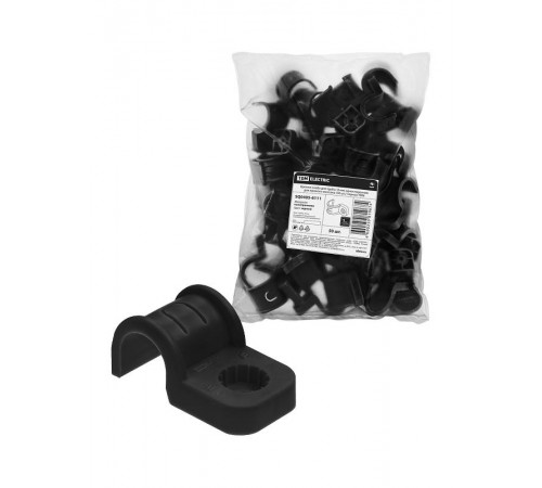 Крепеж-скоба для трубы 16 мм односторонняя для прямого монтажа (50 шт.) черная   SQ0405-6111  TDM