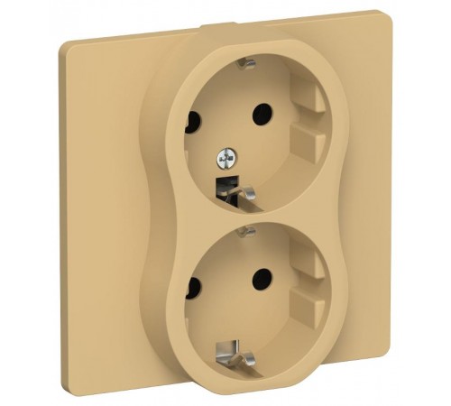 FLITE Розетка 2-ая с заземлением без шторок быстрозажимные клеммы 16А РС12-1-К-ФлШм шамуа  FI-R21C-16-1-K89  IEK