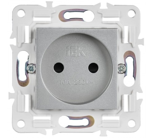 SKANDY Розетка без з/к с з/ш 10А SK-R01S серебряный  SK-R13-10-K23  IEK