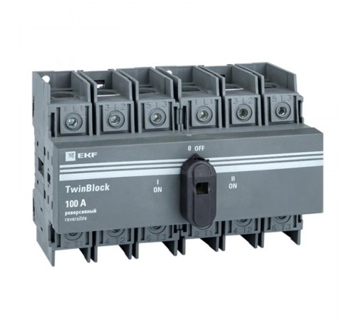Рубильник 100A 3P реверсивный c рукояткой управления для прямой установки TwinBlock EKF  tb-s-100-3p-rev  EKF