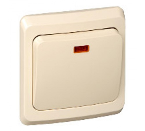 Этюд Кремовый С/У Выключатель кнопочный 1-клавишный с подсветкой  KC10-002K  SE