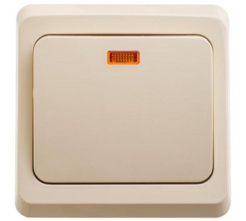 Этюд Кремовый С/У Выключатель кнопочный 1-клавишный с подсветкой  KC10-002K  SE