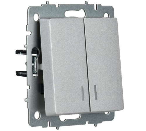 BRITE Выключ. 2-кл. с инд. отел. 10А ВС10-2-9-БрА алюм.  BR-V20-2-10-K47  IEK