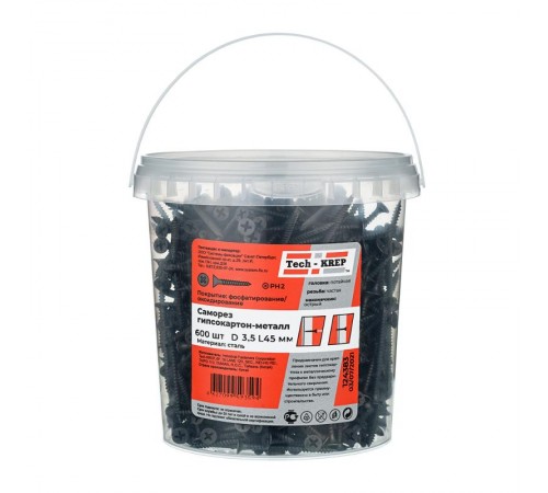 Саморез ШСГМ 3,5х45 (600 шт) - ведро ( 1,236 кг)  124383  Tech-KREP