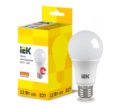 Лампа LED ALFA A60 груша 12Вт 230В 3000К E27  LLA-A60-12-230-30-E27  IEK