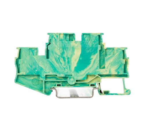 Клемма заземления двухуровневая, зажим push-in, 4 точки подключения, 4 кв.мм  VPRTT-4-PE-YG  DKC