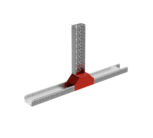 Т-отвод вертикальный 80х500 мм вверх c разворотом трассы на 90 град "ПЛЮС"  TDNplus90-80-500  КМ-профиль