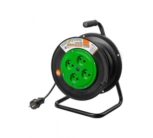 Удлинитель на катушке силовой народный 4 гнезда ПВС 3500 Вт б/з, 50м  SQ1307-0535  TDM