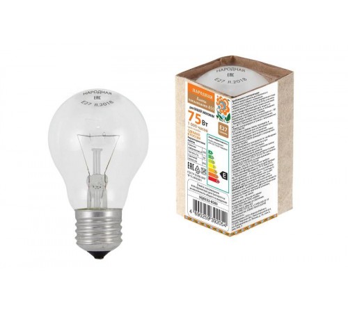 Лампа накаливания ЛОН А50 230-75 Е27 Народная  SQ0332-0503  TDM