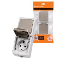 Блок комбинированный (вертикальный) выключатель 1-кл. + розетка 2П+З с з/ш БКВР IP54 "Вуокса" TDM  SQ1803-0011  TDM