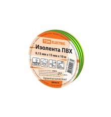 Изолента ПВХ 0,13*15мм Желто-Зеленая 10м   SQ0526-0027  TDM