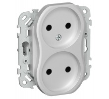 FLITE Розетка 2-ая без заземления без шторок быстрозажимные клеммы 10А РС02-1-ФлА алюминий  FI-R20-10-1-K47  IEK