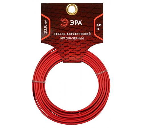 Акустический кабель ЭРА 2х1,00 мм2 красно-черный, 5 м   Б0059291  ЭРА