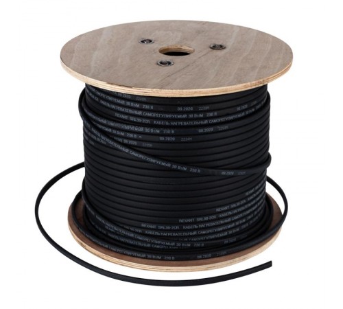 Кабель греющий саморегулирующийся 30КНС 2ЛП-ЭЛ (UV), экранированный, с защитой от ультрафиолета, 30 Вт/1м, 200м  51-0254  REXANT