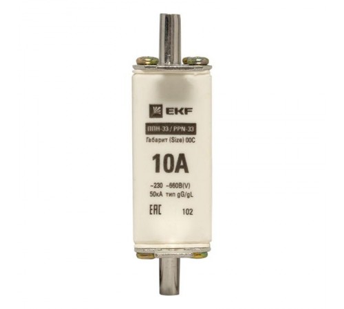 Плавкая вставка ППН-33 100/ 10А габарит 00С  fus-33/100/10  EKF