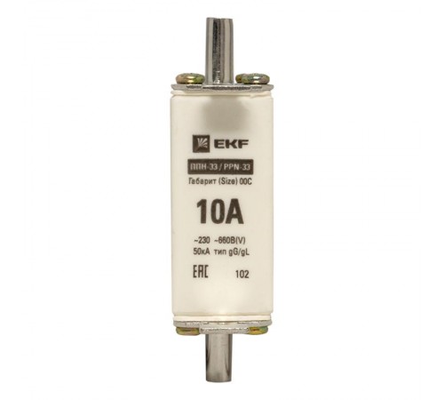 Плавкая вставка ППН-33 100/ 10А габарит 00С  fus-33/100/10  EKF