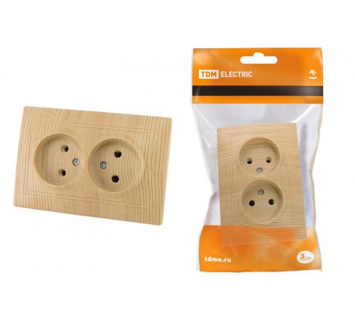 Розетка двойная 2П 10А 250В "ЭКО" (сосна) "Таймыр"  SQ1814-0213  TDM