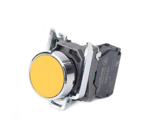 Кнопка SB4 в сборе модульная 22мм желтая с возвратом металл 1НО  SB4BA51  SE