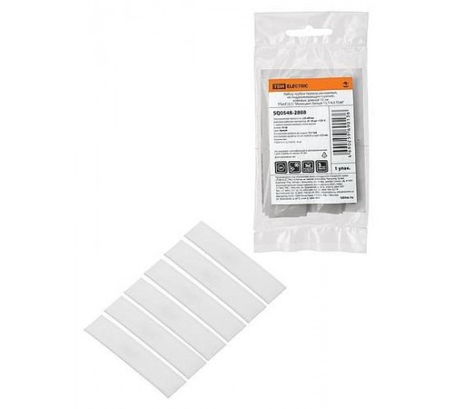 Набор трубок термоусаживаемых, не поддерживающих горение, клеевых, длиной 10 см ТТкНГ(3:1) "Моноцвет, белый 12,7/4,3 "  SQ0548-2808  TDM