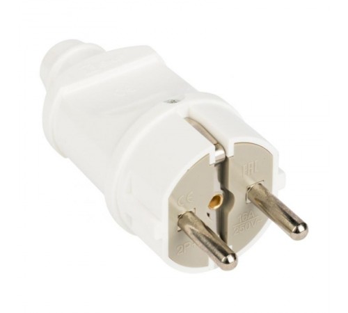 Вилка прямая с/з бел. 16А 250В EKF PROxima  AVP16-10  EKF