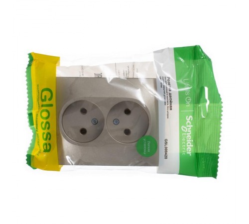 Glossa Титан Розетка 2-я без заземления (в сборе с рамкой)  GSL000420  SE